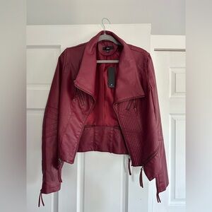 Lulu's Burgundy “Leather” Jacket